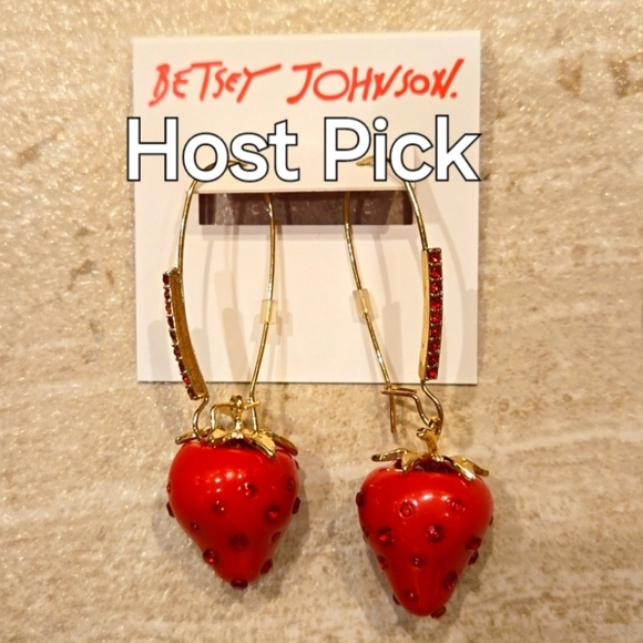 Betsey Johnson Jewelry - NWT Betsey Johnson Golden Dangle Strawberry Earrings